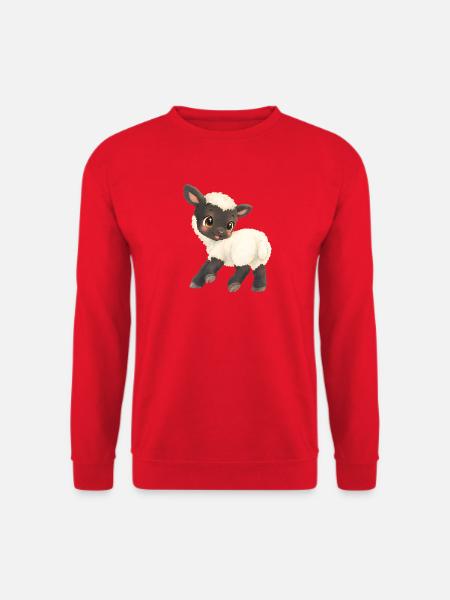 Schaf - Niedliches Lämmchen Cartoon - Unisex Pullover - Rot