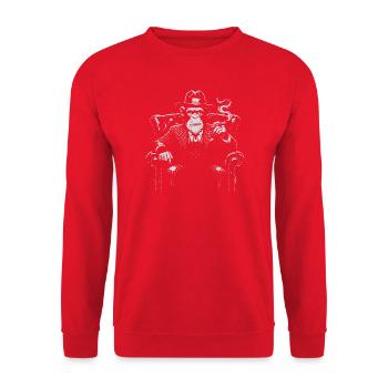 Mafia-Affe rauchende Zigarre - Unisex Pullover - Rot - Vorne - Alina (178cm) & Michal (187cm)