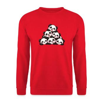 Süße Pandas Freunde Kuscheln Cartoon - Unisex Pullover - Rot - Vorne - Alina (178cm) & Michal (187cm)