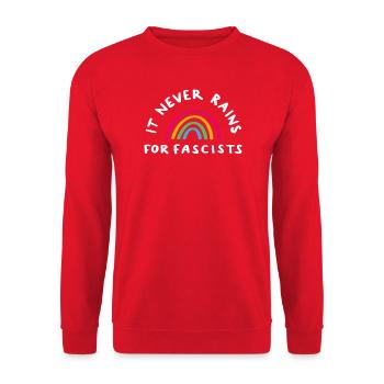 it never rains for fascists - Unisex Pullover - Rot - Vorne - Alina (178cm) & Michal (187cm)