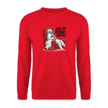 Popcorn Ghost: Spooky Movie Night - Unisex Pullover - Rot - Vorne - Alina (178cm) & Michal (187cm)