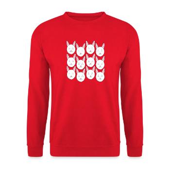 Süßes Hasengesicht - Unisex Pullover - Rot - Vorne - Alina (178cm) & Michal (187cm)