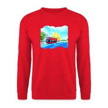 Berlin Sightseeing Brandenburger Tor Jörg Langhans - Unisex Pullover - Rot - Vorne - Alina (178cm) & Michal (187cm)