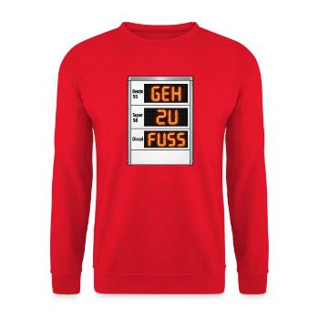 Lustiges Tankstellen Schild - Unisex Pullover - Rot - Vorne - Alina (178cm) & Michal (187cm)