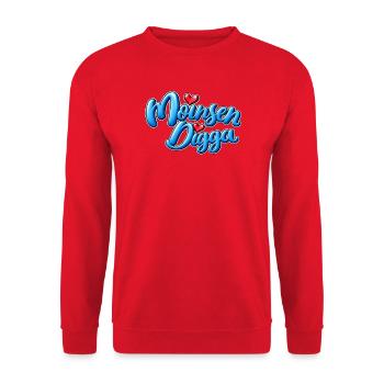 Moinsen Digga Herzdesign - Unisex Pullover - Rot - Vorne - Alina (178cm) & Michal (187cm)
