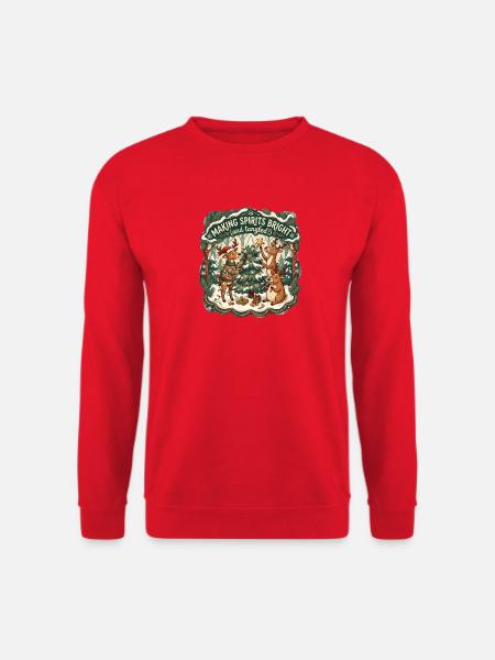 Lustiges Weihnachtsmuster – Stimmungsgeister Bright Ren - Unisex Pullover - Rot