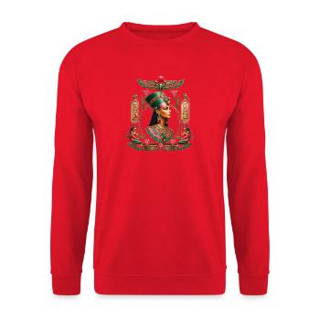 Nofretete – Königin in Grün-Rot - Unisex Pullover - Rot - Vorne - Alina (178cm) & Michal (187cm)