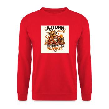 Autumn hat angerufen Ich habe mit einer Decke geantwortet - Unisex Pullover - Rot - Vorne - Alina (178cm) & Michal (187cm)