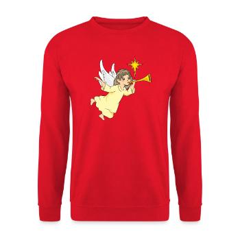 Cartoonish_angel_is_playing_the_flute - Unisex Pullover - Rot - Vorne - Alina (178cm) & Michal (187cm)