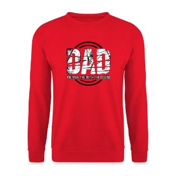 Dad The Man-Mythos Legende - Unisex Pullover - Rot - Vorne - Alina (178cm) & Michal (187cm)