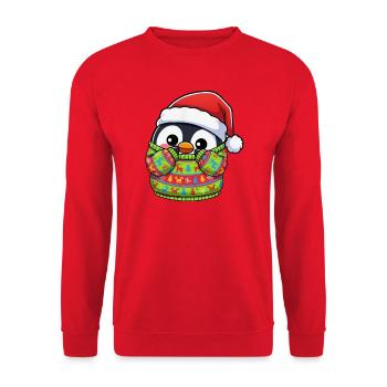 Weihnachten Pinguin Pullover Süßer Cartoon - Unisex Pullover - Rot - Vorne - Alina (178cm) & Michal (187cm)