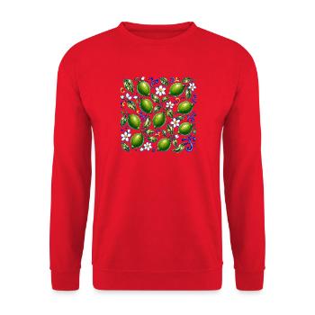 Limetten Muster Mediterran Sommer Frische Früchte - Unisex Pullover - Rot - Vorne - Alina (178cm) & Michal (187cm)