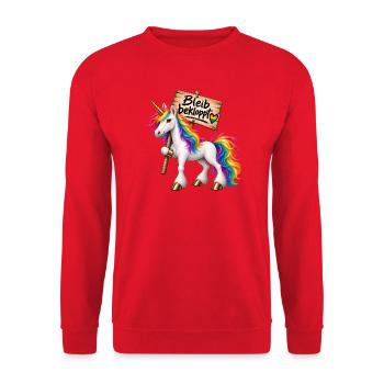 Bleib bekloppt - Unisex Pullover - Rot - Vorne - Alina (178cm) & Michal (187cm)