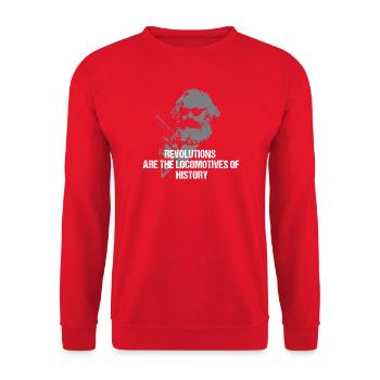 Karl Marx Rebel - Unisex Pullover - Rot - Vorne - Alina (178cm) & Michal (187cm)
