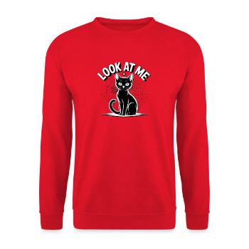 Sternenkatze Schau mich an - Unisex Pullover - Rot - Vorne - Alina (178cm) & Michal (187cm)