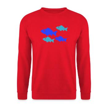 Neonfische Silhouetten Muster - Unisex Pullover - Rot - Vorne - Alina (178cm) & Michal (187cm)