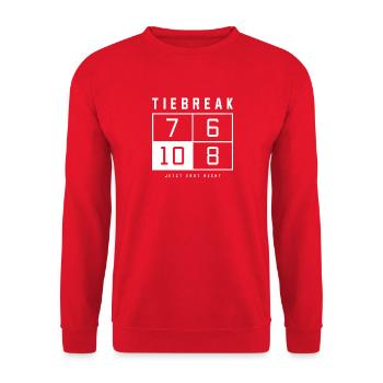 Tiebreak Jetzt Erst Recht Padel Tennis Spruch - Unisex Pullover - Rot - Vorne - Alina (178cm) & Michal (187cm)