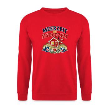 Meerzeit ist Hyggezeit - Unisex Pullover - Rot - Vorne - Alina (178cm) & Michal (187cm)