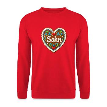 HerzKeks Namenszug Sohn - Unisex Pullover - Rot - Vorne - Alina (178cm) & Michal (187cm)