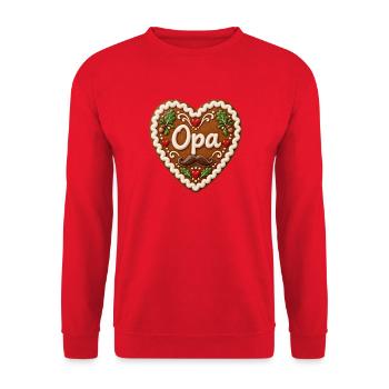 Opa Herz Lebkuchenmotiv - Unisex Pullover - Rot - Vorne - Alina (178cm) & Michal (187cm)