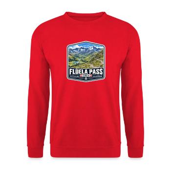 Flüela Pass – Schweiz - Unisex Pullover - Rot - Vorne - Alina (178cm) & Michal (187cm)