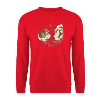  Tilcayo Katzenkreation Hand Wolken Wildblumen - Unisex Pullover - Rot - Vorne - Alina (178cm) & Michal (187cm)