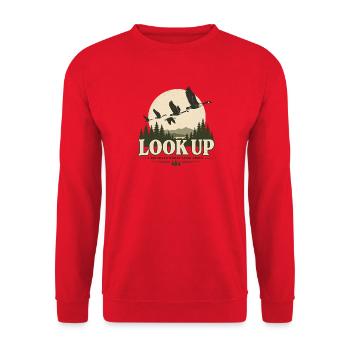 Schau nach oben - Unisex Pullover - Rot - Vorne - Alina (178cm) & Michal (187cm)