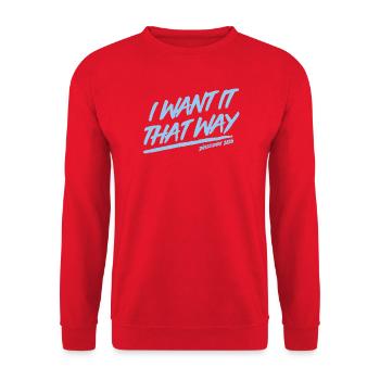I Want It That Way - Backstreet - Düsseldorf 2026 - Unisex Pullover - Rot - Vorne - Alina (178cm) & Michal (187cm)