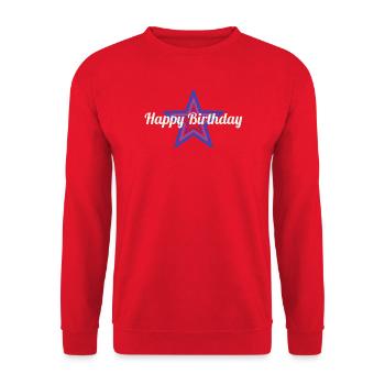 JAHRESTAG. ALLES GUTE ZUM GEBURTSTAG. ALLES GUTE ZUM GEBURTSTAG. - Unisex Pullover - Rot - Vorne - Alina (178cm) & Michal (187cm)