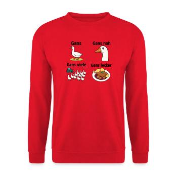 Gans Gänse Bauernhof Landwirt Lustiges Tiermotiv - Unisex Pullover - Rot - Vorne - Alina (178cm) & Michal (187cm)