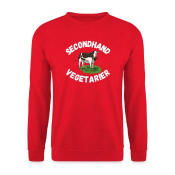Secondhand Vegetarier Kuh - Unisex Pullover - Rot - Vorne - Alina (178cm) & Michal (187cm)