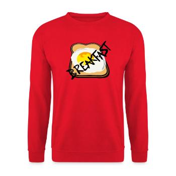 Toast mit Spiegelei Grafik - Unisex Pullover - Rot - Vorne - Alina (178cm) & Michal (187cm)