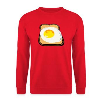 Toast mit Spiegelei lecker Frühstück - Unisex Pullover - Rot - Vorne - Alina (178cm) & Michal (187cm)