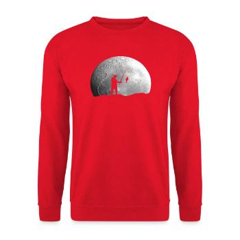 Angler Angeln Mond - Unisex Pullover - Rot - Vorne - Alina (178cm) & Michal (187cm)
