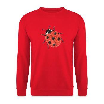 Siebenfleckige Marienkäfer Buntstiftzeichnung - Unisex Pullover - Rot - Vorne - Alina (178cm) & Michal (187cm)
