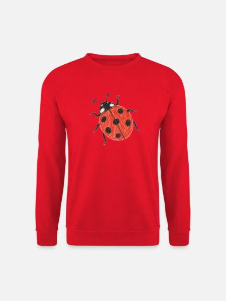 Siebenfleckige Marienkäfer Buntstiftzeichnung - Unisex Pullover - Rot