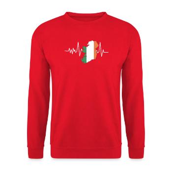Herzschlag Irland Flagge - Unisex Pullover - Rot - Vorne - Alina (178cm) & Michal (187cm)