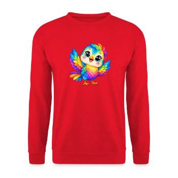 Kawaii Mehrfarbige Vogel - Unisex Pullover - Rot - Vorne - Alina (178cm) & Michal (187cm)