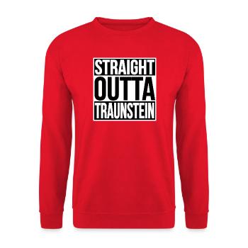 Straight Outta Traunstein - Unisex Pullover - Rot - Vorne - Alina (178cm) & Michal (187cm)