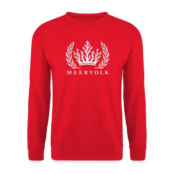 Meervolk Korallen Krone Emblem Schwarz Weiss - Unisex Pullover - Rot - Vorne - Alina (178cm) & Michal (187cm)