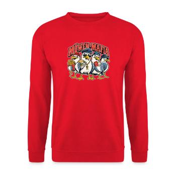 Möwen-Mafia – Norddeutsche Snack-Gang - Unisex Pullover - Rot - Vorne - Alina (178cm) & Michal (187cm)