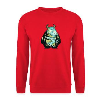 Waldfreund Monster Landschaft - Unisex Pullover - Rot - Vorne - Alina (178cm) & Michal (187cm)
