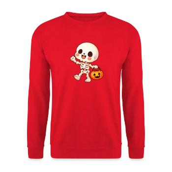 Kürbis-Skelett Halloween Spaß - Unisex Pullover - Rot - Vorne - Alina (178cm) & Michal (187cm)