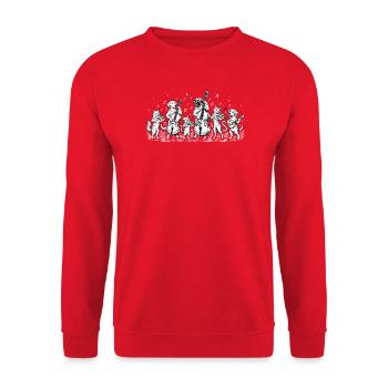 Vintage Dog and Cat String Band – Kontrabassist - Unisex Pullover - Rot - Vorne - Alina (178cm) & Michal (187cm)