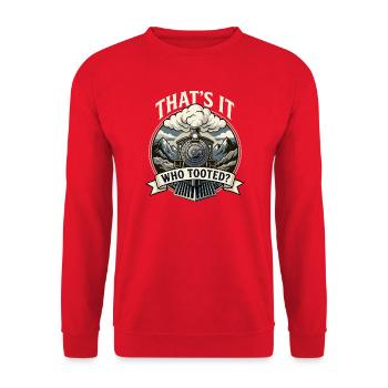 That's Who Tooted – lustiger Zughupen-Eisenbahnfan - Unisex Pullover - Rot - Vorne - Alina (178cm) & Michal (187cm)
