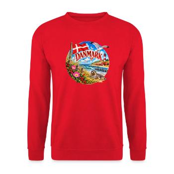 Danmark Küstenzauber Runddesign - Unisex Pullover - Rot - Vorne - Alina (178cm) & Michal (187cm)