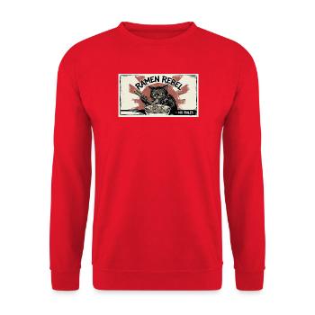 Ramen-Rebellenkatze - Unisex Pullover - Rot - Vorne - Alina (178cm) & Michal (187cm)