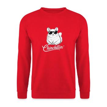 Chinchillin mit Sonnenbrille - Unisex Pullover - Rot - Vorne - Alina (178cm) & Michal (187cm)
