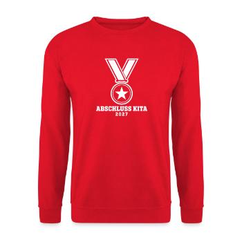 Abschluss Kita 2027 Kindergarten Kind Spruch - Unisex Pullover - Rot - Vorne - Alina (178cm) & Michal (187cm)