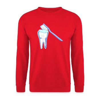 Zahnputz Helden Design - Unisex Pullover - Rot - Vorne - Alina (178cm) & Michal (187cm)